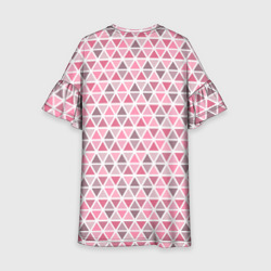 Платье с принтом Серо-розовый паттерн треугольники для ребенка, вид сзади №1. Цвет основы: белый