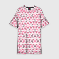 Серо-розовый паттерн треугольники – Детское платье 3D с принтом купить