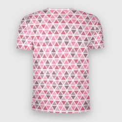 Футболка с принтом Серо-розовый паттерн треугольники для мужчины, вид сзади №1. Цвет основы: белый