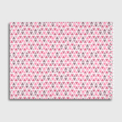 Альбом с принтом Серо-розовый паттерн треугольники для любого человека, вид сзади №1. Цвет основы: белый