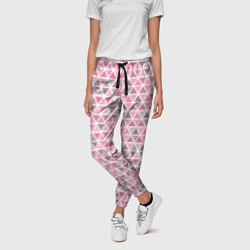 Серо-розовый паттерн треугольники – Женские брюки 3D с принтом купить