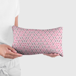 Подушка с принтом Серо-розовый паттерн треугольники для любого человека, вид спереди №2. Цвет основы: белый