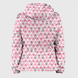 Куртка с принтом Серо-розовый паттерн треугольники для женщины, вид сзади №1. Цвет основы: белый
