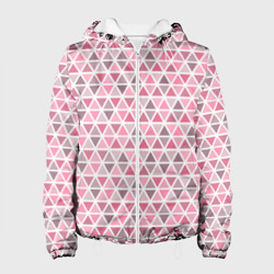 Серо-розовый паттерн треугольники – Женская куртка 3D с принтом купить со скидкой в -10%