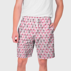 Серо-розовый паттерн треугольники – Мужские шорты 3D с принтом купить