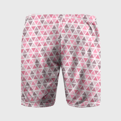 Шорты с принтом Серо-розовый паттерн треугольники для мужчины, вид сзади №1. Цвет основы: белый