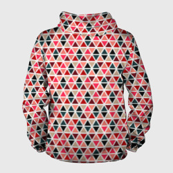 Ветровка с принтом Бирюзово-розовый геометричный треугольники для мужчины, вид сзади №1. Цвет основы: белый