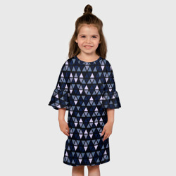 Детское платье 3D Чёрно-синий паттерн треугольники - фото 2