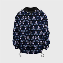 Детская куртка 3D Чёрно-синий паттерн треугольники