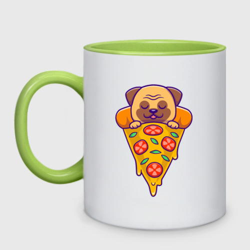 Кружка двухцветная с принтом Собачка в пицце, вид спереди #2