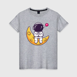 Луна и астронавт – Женская футболка хлопок с принтом купить со скидкой в -20%