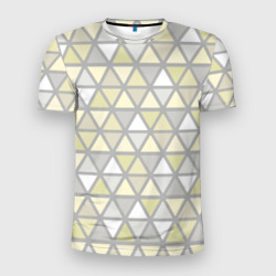 Мужская футболка 3D Slim Паттерн геометрия светлый жёлто-серый