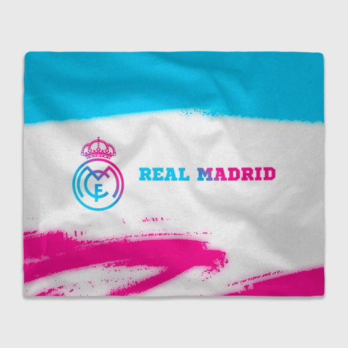 Плед 3D с принтом Real Madrid neon gradient style по-горизонтали, вид спереди #2