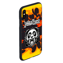 Чехол для iPhone XS Max матовый Judas Priest рок панда и огонь - фото 2