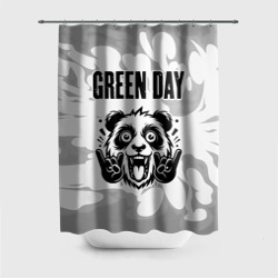Штора 3D для ванной Green Day рок панда на светлом фоне