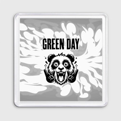 Магнит 55*55 Green Day рок панда на светлом фоне
