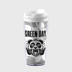 Термокружка-непроливайка Green Day рок панда на светлом фоне