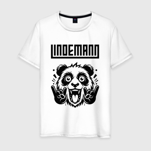 Мужская футболка хлопок с принтом Lindemann - rock panda, вид спереди #2