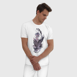 Пижама с принтом Re:Zero Рем горничная для мужчины, вид на модели спереди №2. Цвет основы: белый
