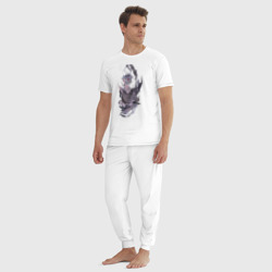 Пижама с принтом Re:Zero Рем горничная для мужчины, вид на модели спереди №3. Цвет основы: белый