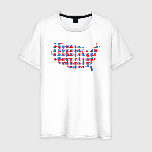 Мужская футболка из хлопка с принтом Карта США, вид спереди №1