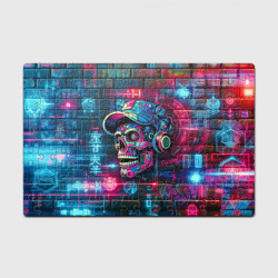 Кибер чувак череп на фоне граффити - нейросеть – Головоломка Пазл магнитный 126 элементов с принтом купить
