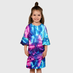 Детское платье 3D Разбитая неоновая вывеска - мегаполис - фото 2