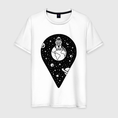 Мужская футболка из хлопка с принтом Точка космоса, вид спереди №1