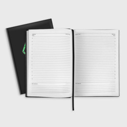Ежедневник с принтом UAC зелёный повреждённый для любого человека, вид спереди №3. Цвет основы: черный
