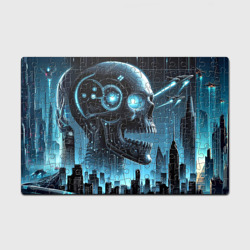 Головоломка Пазл магнитный 126 элементов Cyberpunk skull - metropolis neon glow