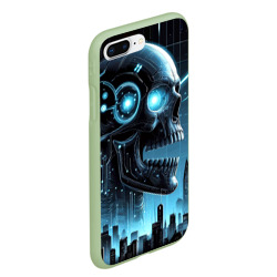 Чехол для iPhone 7Plus/8 Plus матовый Cyberpunk skull - metropolis neon glow - фото 2