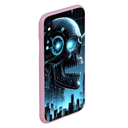 Чехол для iPhone XS Max матовый Cyberpunk skull - metropolis neon glow - фото 2