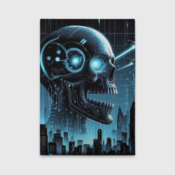 Обложка для автодокументов Cyberpunk skull - metropolis neon glow