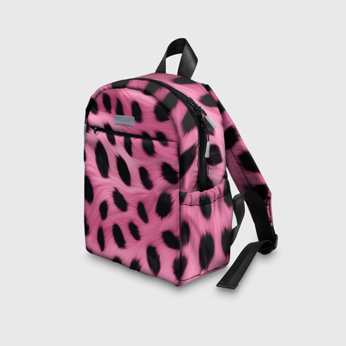 Детский рюкзак 3D с принтом Розовый леопардовый мех, вид сбоку #3