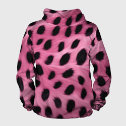 Ветровка с принтом Розовый леопардовый мех для мужчины, вид сзади №1. Цвет основы: белый