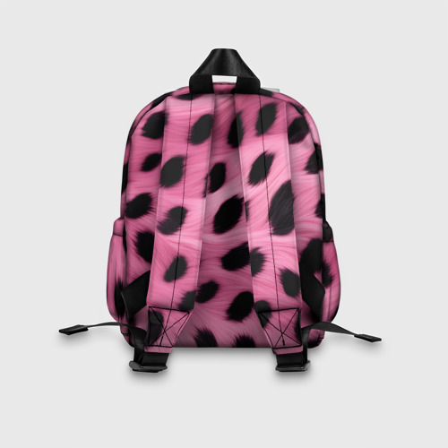 Детский рюкзак 3D с принтом Розовый леопардовый мех, вид сзади #2