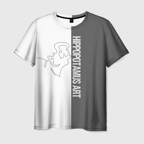 Мужская футболка с принтом Hippopotamus art, вид спереди №1