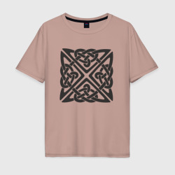 Квадратный кельтский черный узор – Мужская футболка хлопок Oversize с принтом купить со скидкой в -16%