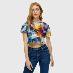Женская футболка Crop-top 3D Абстрактные фигуры - фото 2
