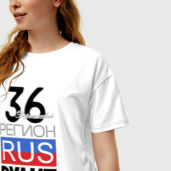 Футболка с принтом 36 - Воронежская область для женщины, вид на модели спереди №2. Цвет основы: белый