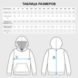 Толстовка с принтом 36 - Воронежская область для ребенка, вид на модели спереди №7. Цвет основы: белый