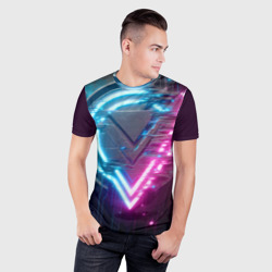 Мужская футболка 3D Slim Neon geometric abstraction - ai art - фото 2
