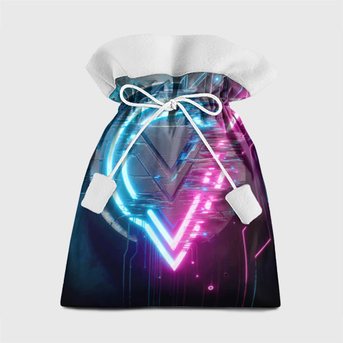 Подарочный мешок с принтом Neon geometric abstraction - ai art, вид спереди №1
