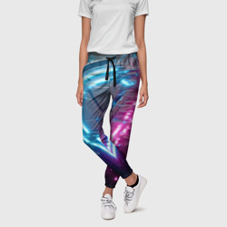 Neon geometric abstraction - ai art – Женские брюки 3D с принтом купить