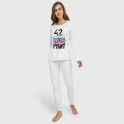 Пижама с принтом 42 - Кемеровская область для женщины, вид на модели спереди №2. Цвет основы: белый