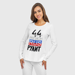 Пижама с принтом 44 - Костромская область для женщины, вид на модели спереди №3. Цвет основы: белый