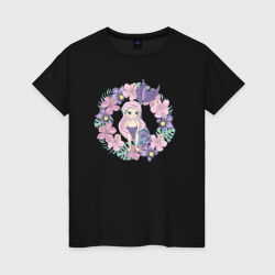 Русалочка в цветах – Женская футболка хлопок с принтом купить со скидкой в -20%