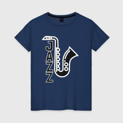 Jazzy sax – Женская футболка хлопок с принтом купить со скидкой в -20%