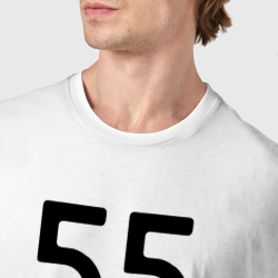 Футболка с принтом 55 - Омская область для мужчины, вид на модели спереди №4. Цвет основы: белый