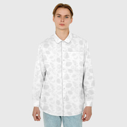 Рубашка с принтом Белый паттерн лимонов для любого человека, вид спереди №2. Цвет основы: белый